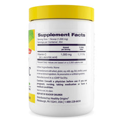 Healthy Origins Vitamin C Powder scoop demonstrates easy measuring for consistent daily dosage.