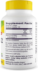Closeup of the label emphasizes MK-7 for long-lasting absorption.