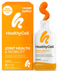 HealthyCell orange gel pack showing a tasty daily joint mobility support option
