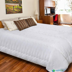 HealthyLine Tourmaline Fiber Filled Comforter close-up reveals nano-tourmaline structure for gentle heat.