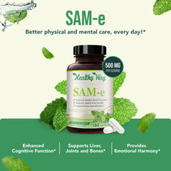 HealthyWayRx SAM-e packaging shown for shelf-ready quality