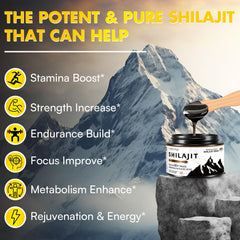 Healtiko Shilajit Resin serving spoon shows precise dosages for consistency.