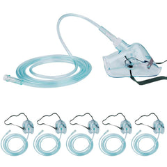 Healva adult-size L oxygen mask, five-pack ready for easy replacement.