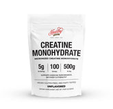 HEARTHY FOODS Creatine micronized powder bottle for smooth mixing and consistent workouts.