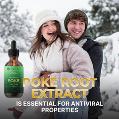 Pouring HEBS LAB Poke Root Drops for easy dosing and detox support.