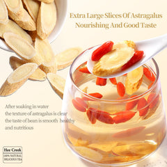 Hee Creek astragalus root slices ready to brew tea, highlighting natural aroma and flavor potential.