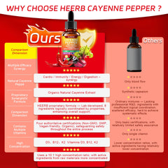HEERB Cayenne Pepper Drops dropper-dispense for easy dosing in drinks and routines