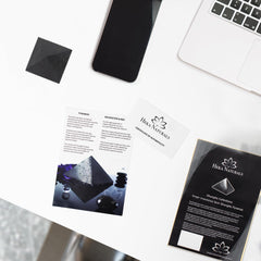 Heka Naturals shungite desk decor provides a calm, focused workspace atmosphere.
