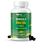 HELAB Omega-3 softgel bottle promotes clean daily EPA and DHA intake.