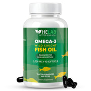 HELAB Omega-3 softgel bottle promotes clean daily EPA and DHA intake.