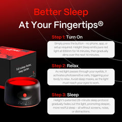 Helight portable red light therapy device with USB C for travel-friendly sleep support.
