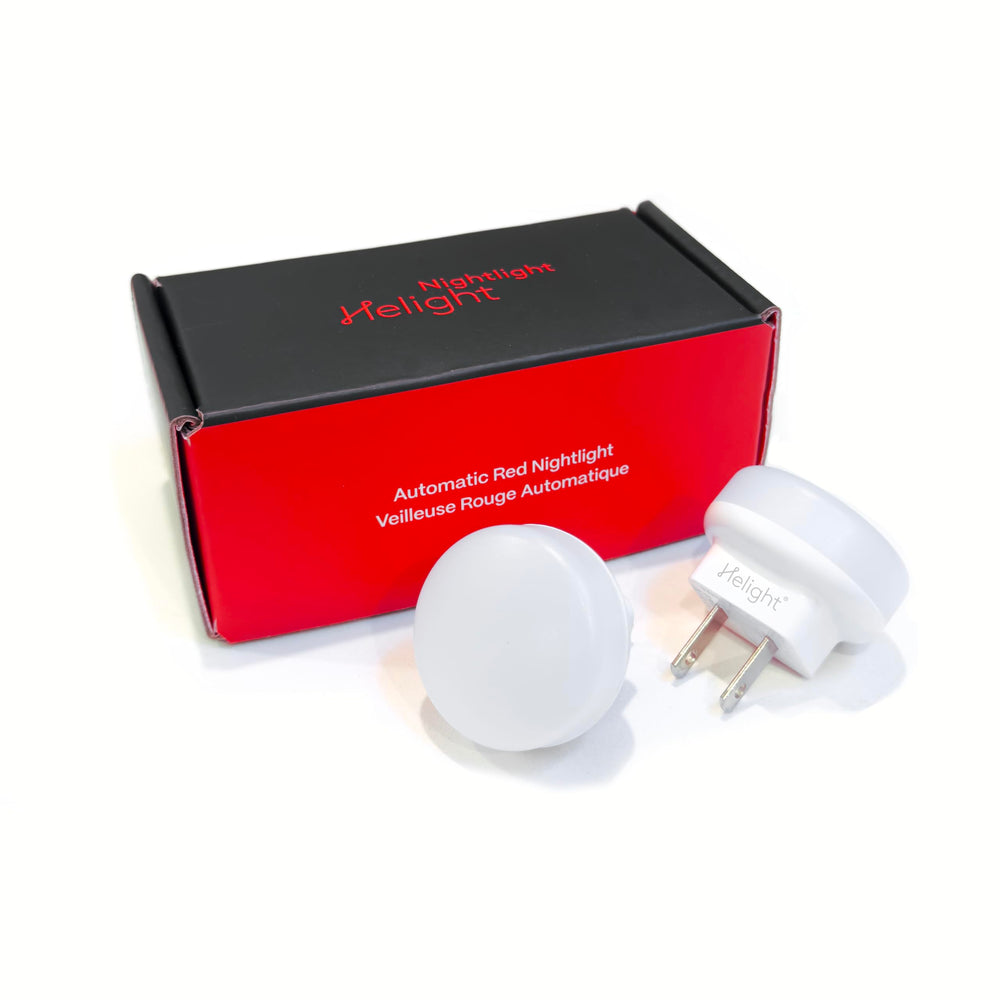 Helight red night light plug-in 2 pack provides dim, sleep-friendly visibility in bedrooms.