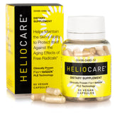 Heliocare supplement bottle close-up highlighting daily antioxidant support