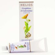 Helios Graphites and Calendula Cream tube, front view, soothing dry skin support.
