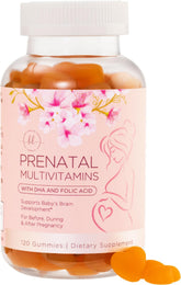 Hello Lovely Prenatal bottle pour showing convenient chewable gummies for daily freshness