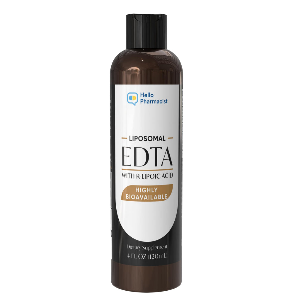 HelloPharmacist liposomal EDTA with R-Lipoic Acid bottle for enhanced absorption