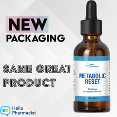 HelloPharmacist Metabolic Reset Drops being poured for a measured dose