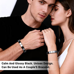 Hematite Bracelet for Men black stretch detail, easy and comfortable fit.