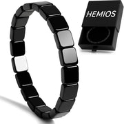 Hemios hematite bracelet for men close-up beads emphasizing grounding and focus
