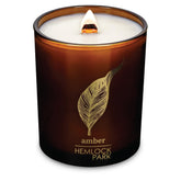 Hemlock Park Amber & Gold candle packshot with natural coconut wax for clean aroma.