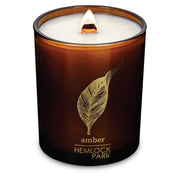 Hemlock Park Amber & Gold candle packshot with natural coconut wax for clean aroma.