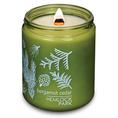 Hemlock Park Bergamot Cedar candle delivers fresh herbaceous notes in a vegan, cruelty-free package.