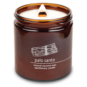 Hemlock Park crackling wood wick candle with Palo Santo for cozy ambiance.