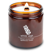 Hemlock Park crackling wood wick candle in white sage for cozy ambience