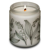 Hemlock Park Frosted Glass candle front view with calm, minimalist glow.
