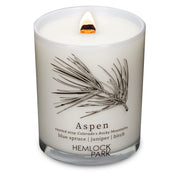 Hemlock Park travel-inspired passport candle with crackling wood wick for cozy ambience