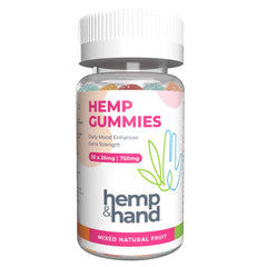 Hemp & Hand hemp gummies bottle showing vibrant colors for daily vegan wellness.