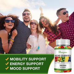 Hemyum Hemp Gummies ingredients label focuses on hemp and vitamins