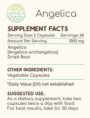 HerbEra Angelica packaging box highlighting USA-made production and ingredients