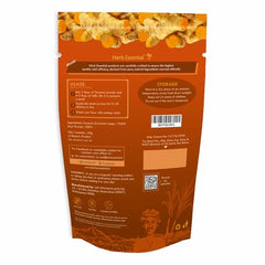 Herb Essential turmeric roots closeup shows premium quality for vibrant dishes.