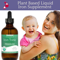 Drink-ready visual showing Herb Lore Iron Tonic being mixed into a beverage.