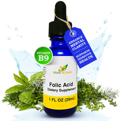 Herb-Science B9 Drops with dropper for easy addition to drinks and digestion support.