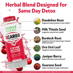 Herbal Clean Qcarbo16 tropical glass filled with the detox drink.