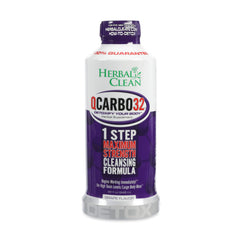 Herbal Clean Qcarbo32 side view of grape bottle for on-the-go detox.