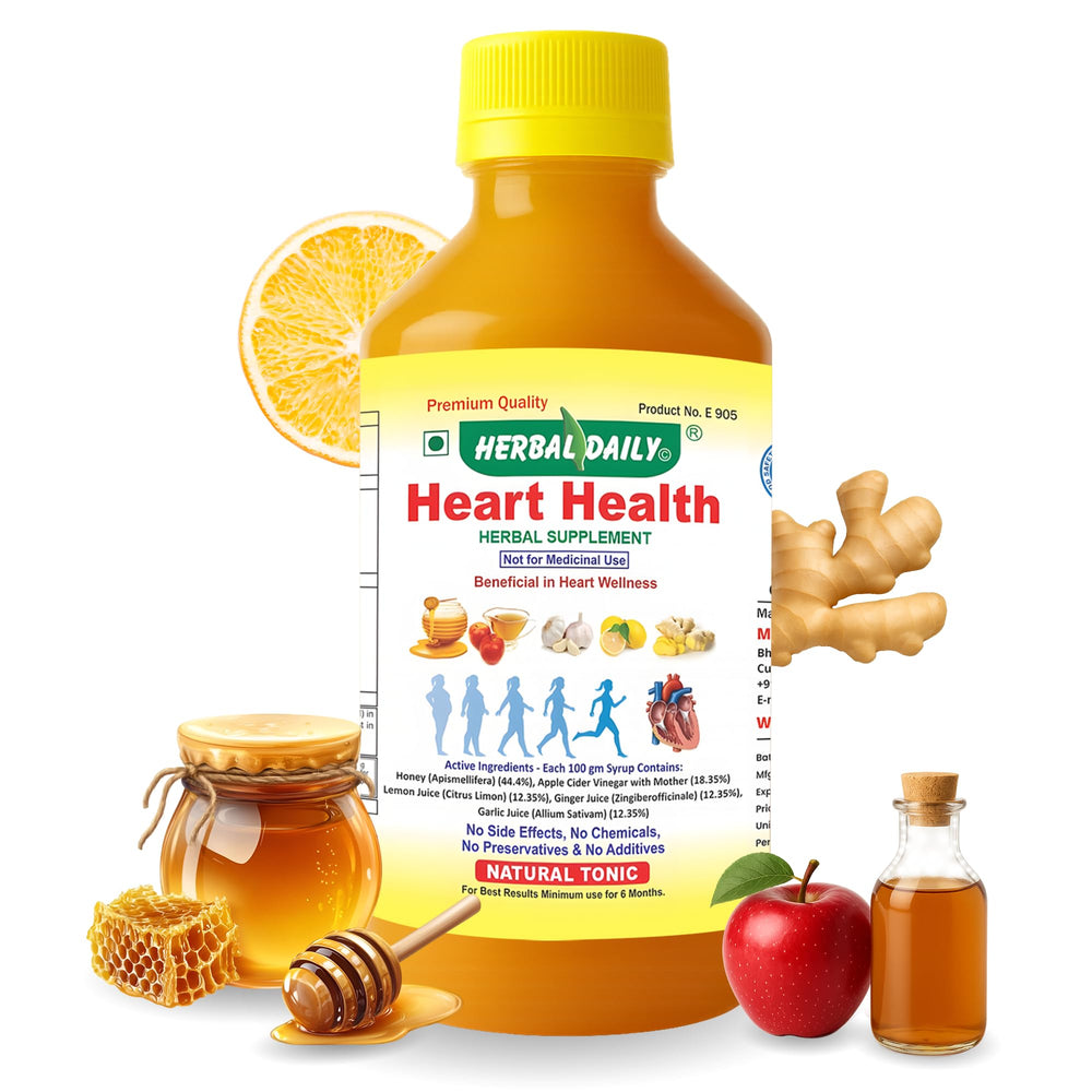 HERBAL DAILY Heart Health bottle pouring ACV to support heart wellness