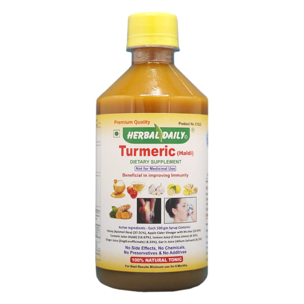 HERBAL DAILY turmeric bottle pour promotes a smooth daily wellness routine