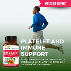 Herbal Goodness Papaya Leaf Capsules closeup highlights vegetarian capsules for easy daily use.