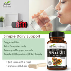 Herbal Goodness Papaya Seeds Capsules label features USDA Organic certification