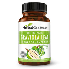Herbal Goodness Soursop capsules bottle showing 700mg strength for daily immune support.