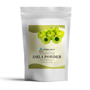 Herbal Hills Amla Powder jar view highlights antioxidant-rich Indian gooseberry powder