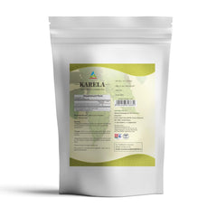 HERBAL HILLS Bitter Melon Powder jar label highlights Karela and safety certifications.