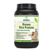 Herbal Secrets Brown Rice Protein Powder bottle in Cookies & Cream flavor for vegan protein