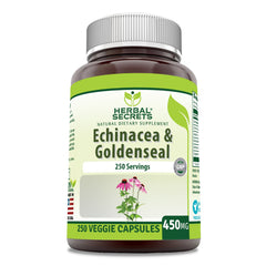 Herbal Secrets Echinacea y Goldenseal, botella 450 mg, apoyo diario al bienestar