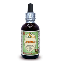 Herbal Terra Cinnamon glycerite bottle showing alcohol-free extract and aroma