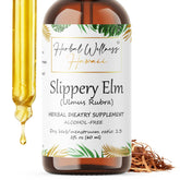 Herbal Wellness Hawaii slippery elm bark drops demonstrate an alcohol-free liquid extract for gentle daily use.