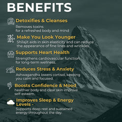 Herbalex Himalayan Shilajit Sticks ingredients label: minerals and fulvic acids showcased.